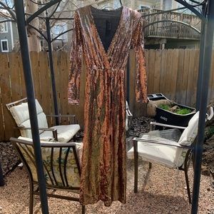 Shimmery Metallic Slit Dress